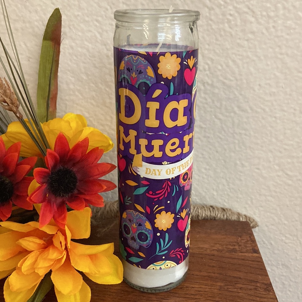 5/$10❤️❤️❤️NEW Dia De Las Muertos Tall Glass Votive Candle